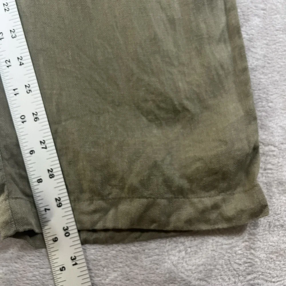 J. Crew Olive Green Wide-Leg Linen Pants